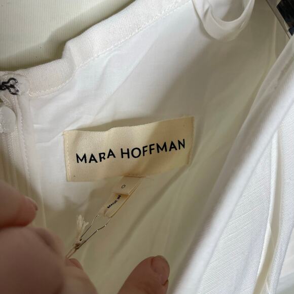 NWT Mara Hoffman Leonara off-the-shoulder Lyocell linen-blend midi dress sz 0 - Picture 4 of 11